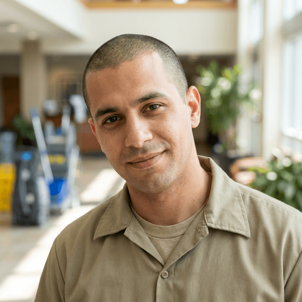 Male kitchen manager in his early 30s, White, friendly professional demeanor in restaurant setting